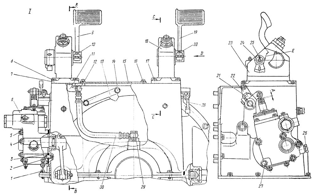 Ремонт механизма управления муфтой сцепления и горным тормозом