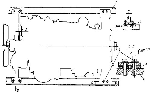 Установка дизеля на лонжеронах трактора